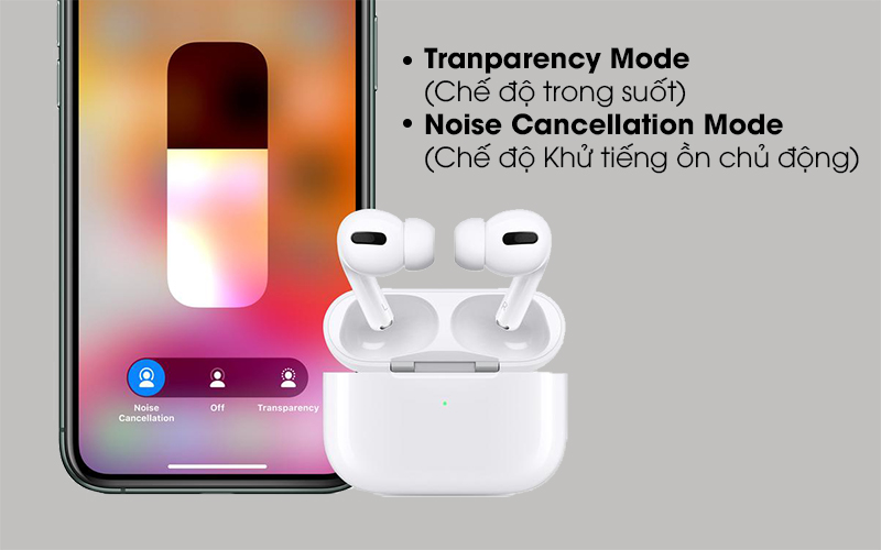 Tai nghe Bluetooth Airpods Pro Apple Trắng với 2 chế độ nghe
